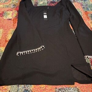 Black Long Sleeve Dress with sleeve embellishments